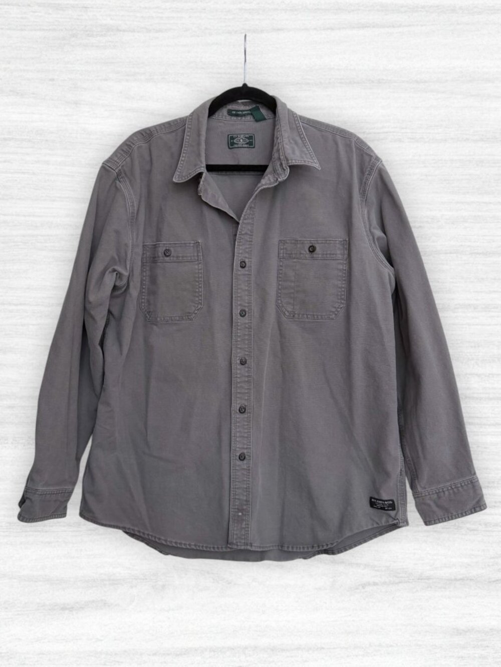 G.H. Bass For Hard Service Heavyweight Canvas Work Shirt XL Gray Rugged Workwear